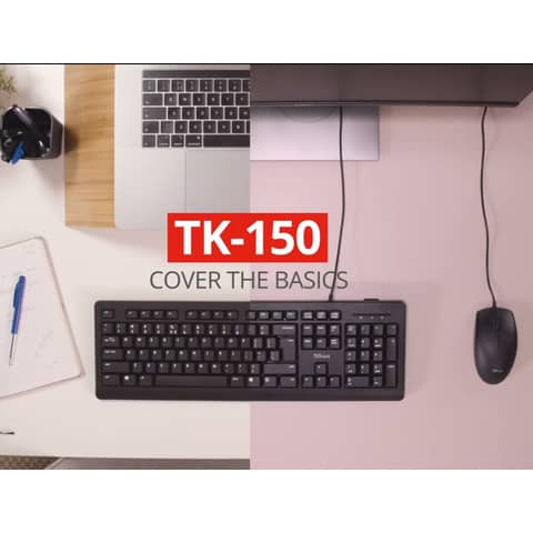 Tastiera con cavo Trust TK-150 Silent cavo 1,8 m USB A 2.0 - design resistente ai liquidi nero - 23981